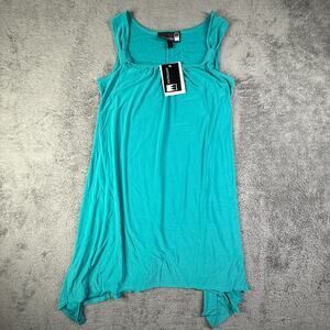 Y2K Anthony Mark Hankins NEW Teal Handkerchief Hem Babydoll Dress Small Blue USA